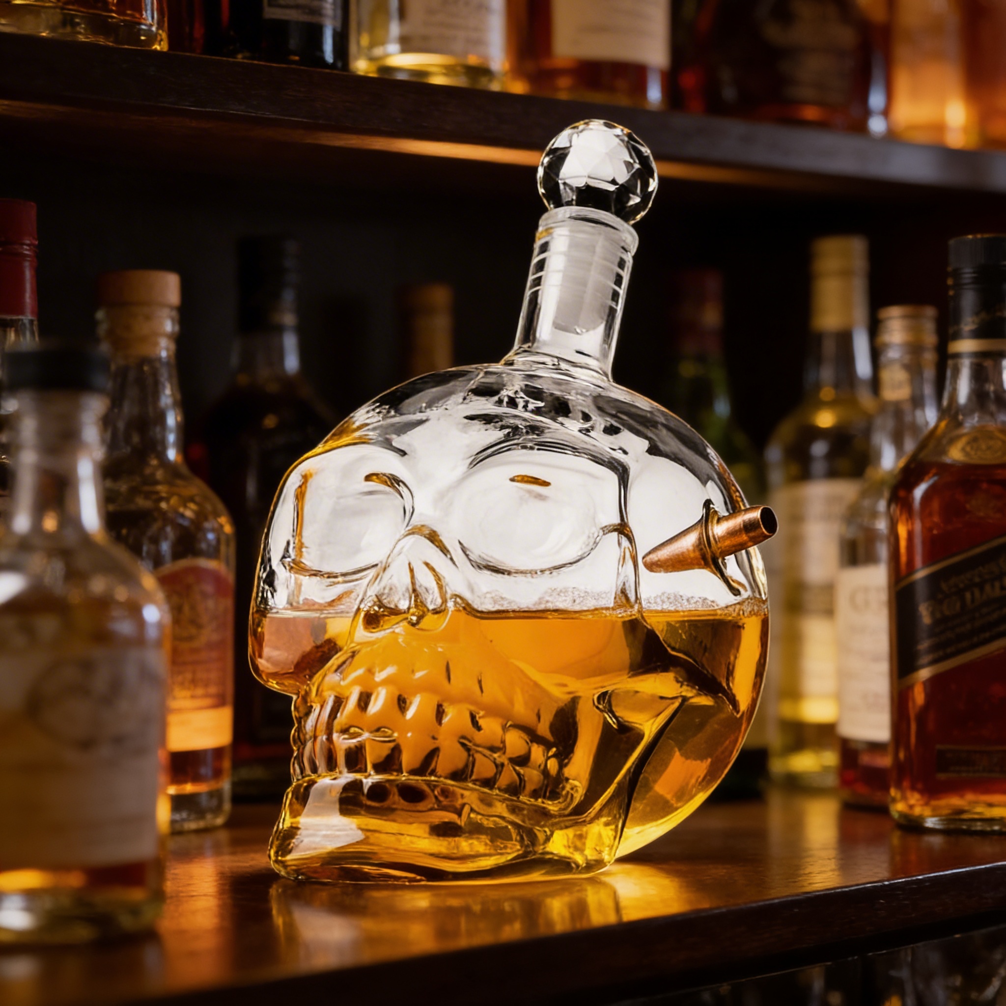 Originální láhev na pití ve tvaru lebky s prostřelenou hlavou