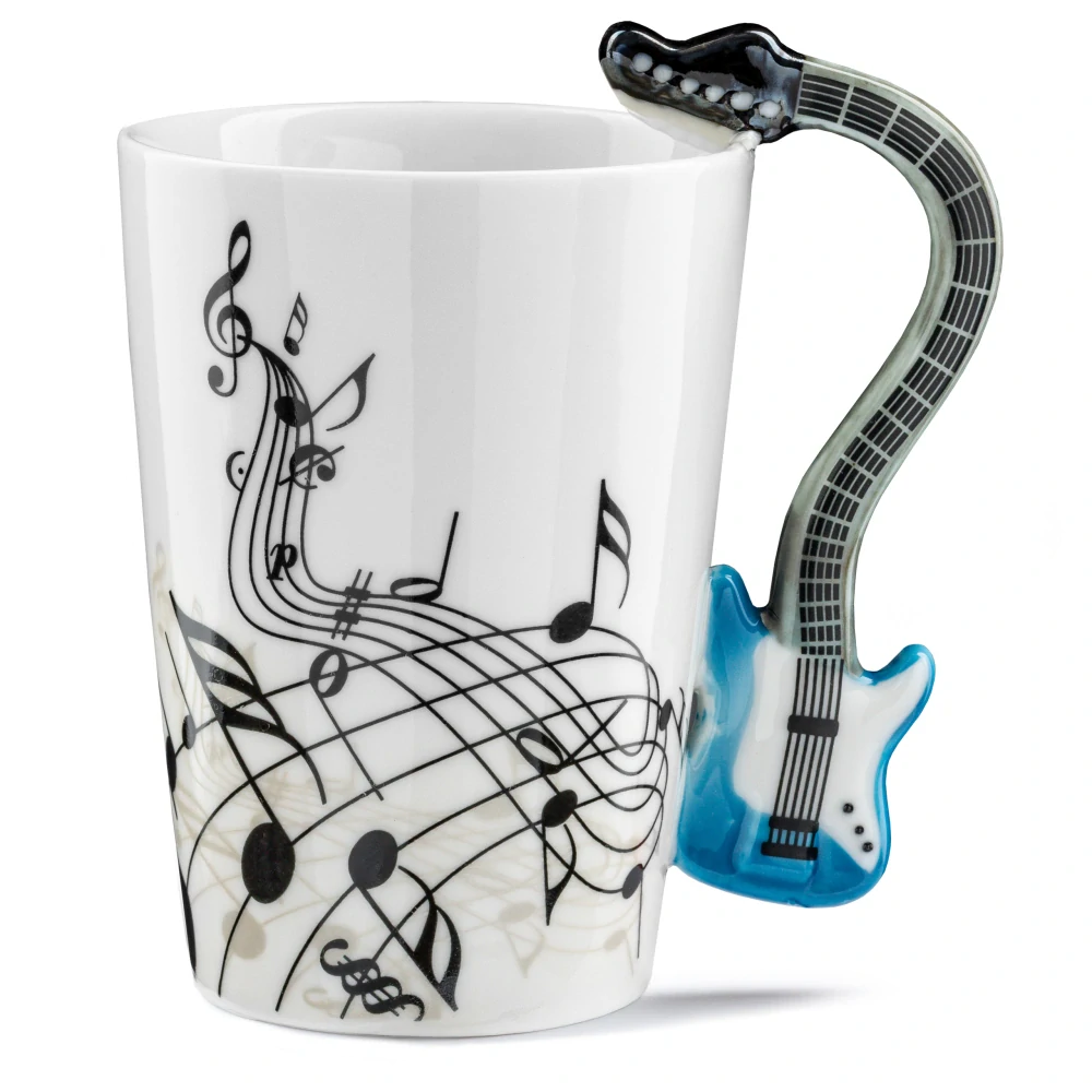 Music hrnek modrá kytara + podtácek
