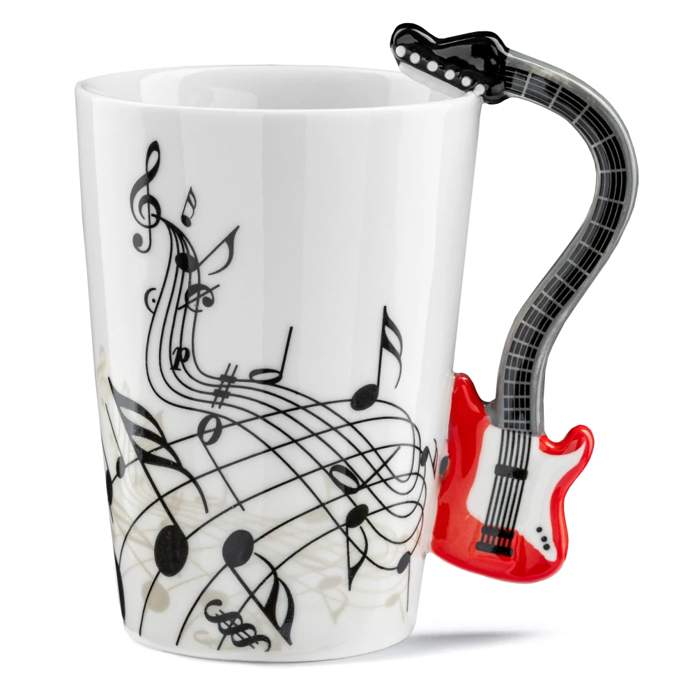 Music hrnek červená kytara + podtácek