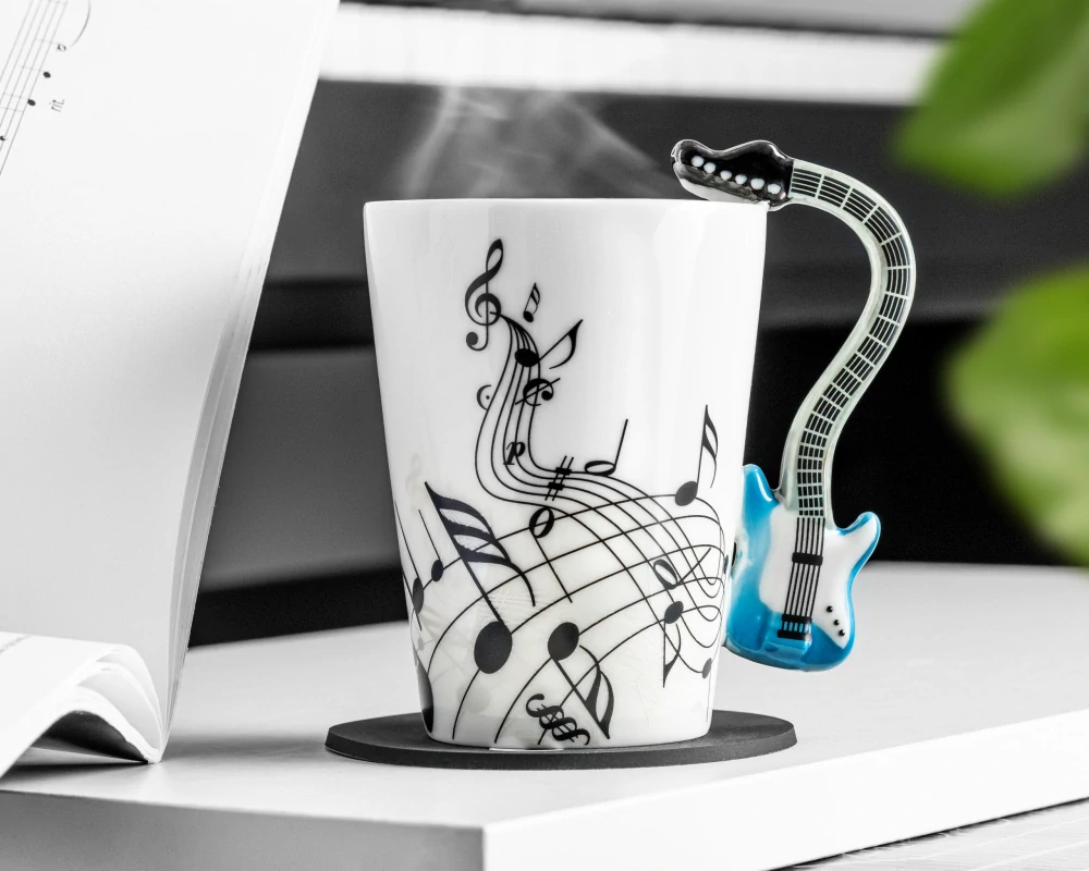 Music hrnek modrá kytara + podtácek