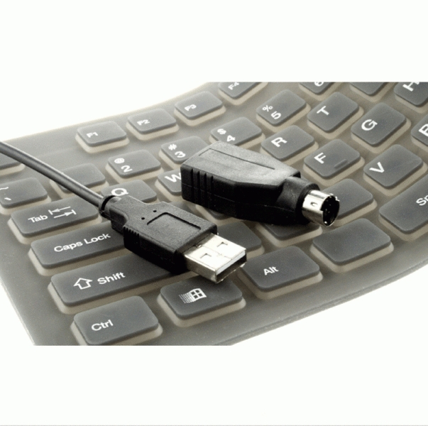 USB silikonová klávesnice - šedá